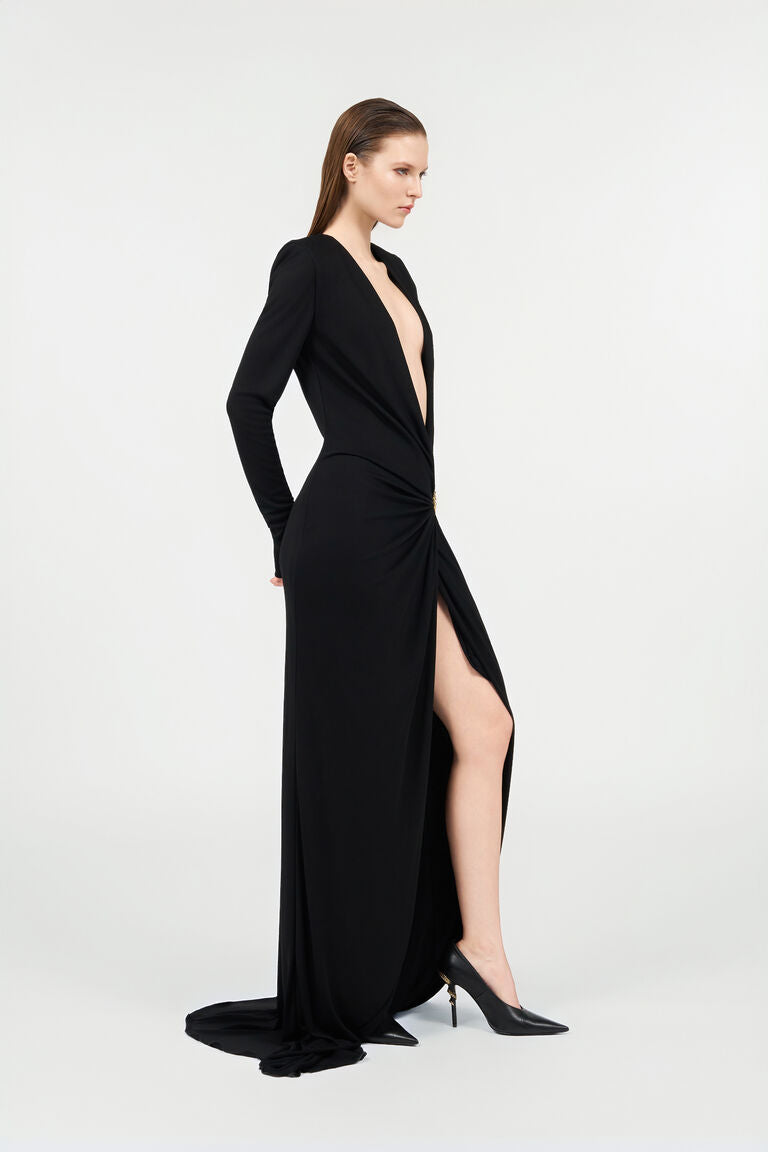 DRAPED LONG DRESS WITH SNAKE DETAIL