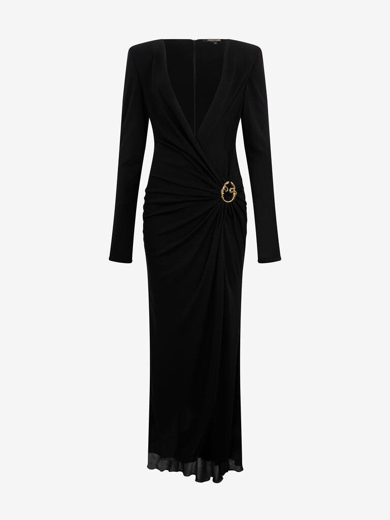 Draped long dress with snake detail