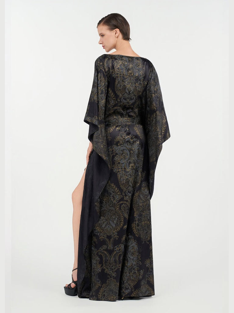Ornamental black print dress