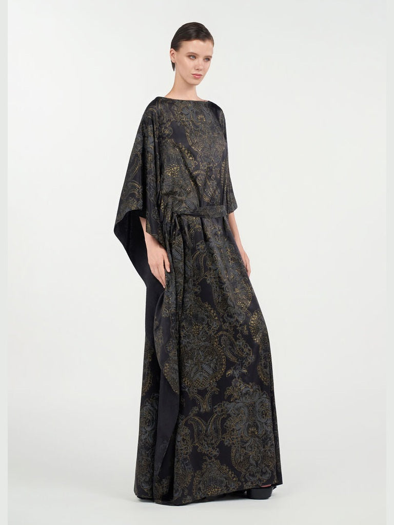 Ornamental black print dress