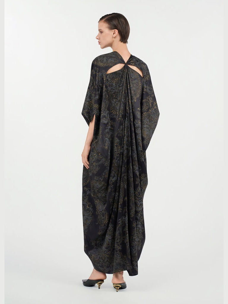 Ornamental black silk kaftan