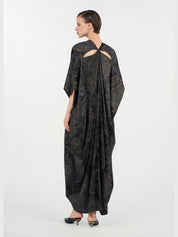 Ornamental black silk kaftan