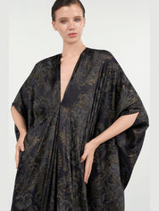 Ornamental black silk kaftan