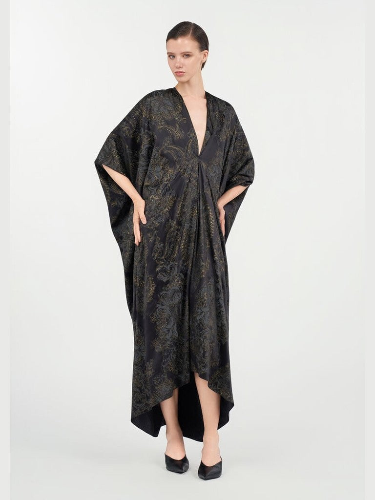 Ornamental black silk kaftan