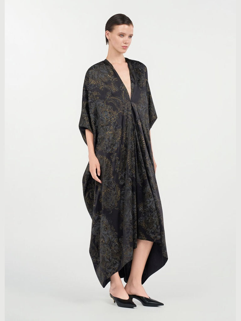 Ornamental black silk kaftan