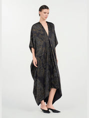 Ornamental black silk kaftan