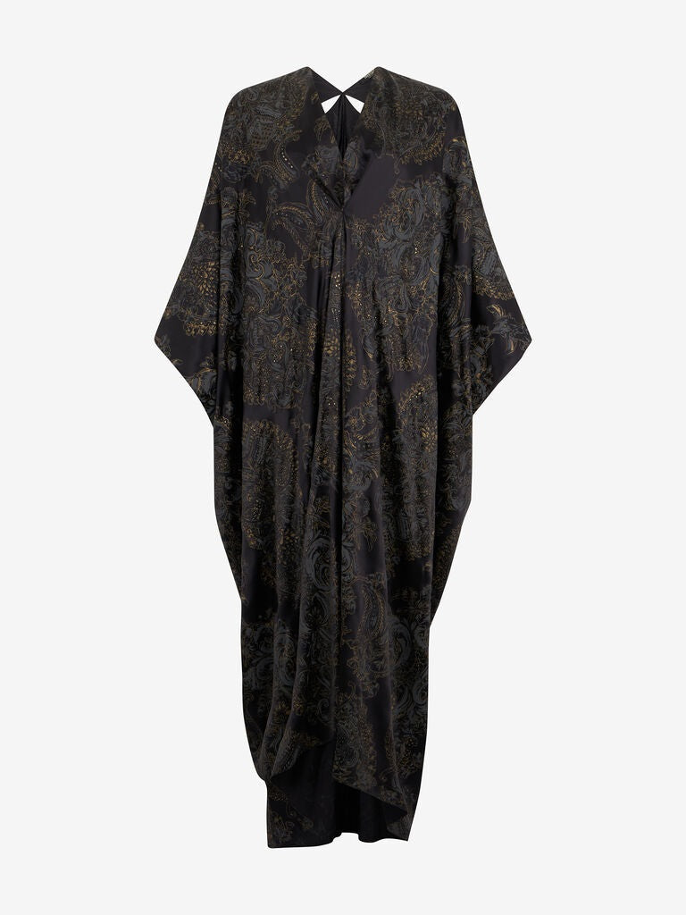Ornamental black silk kaftan