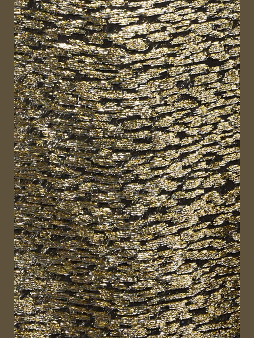 Asymmetric gold lamé dress