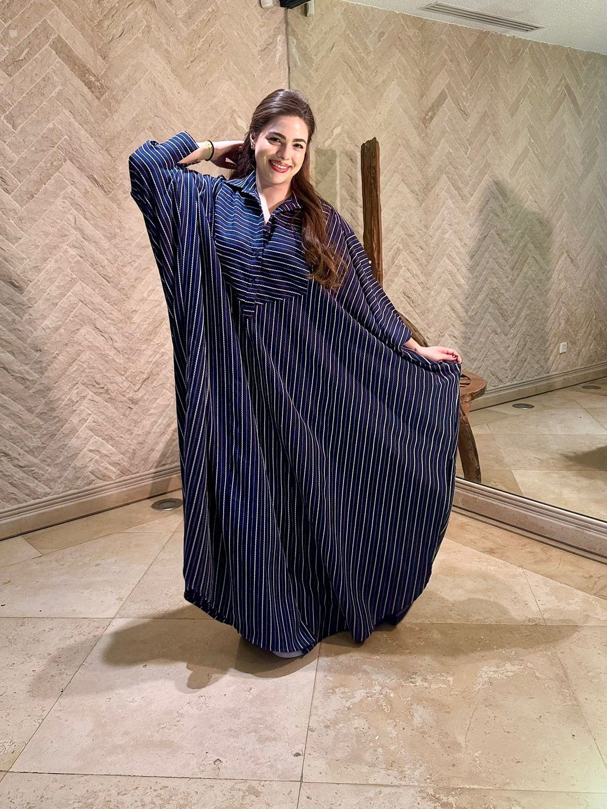 Navy striped kaftan