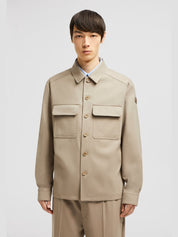 Wool gabardine long sleeve shirt