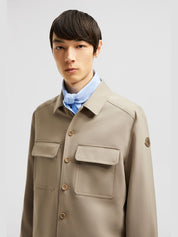 Wool gabardine long sleeve shirt