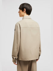 Wool gabardine long sleeve shirt