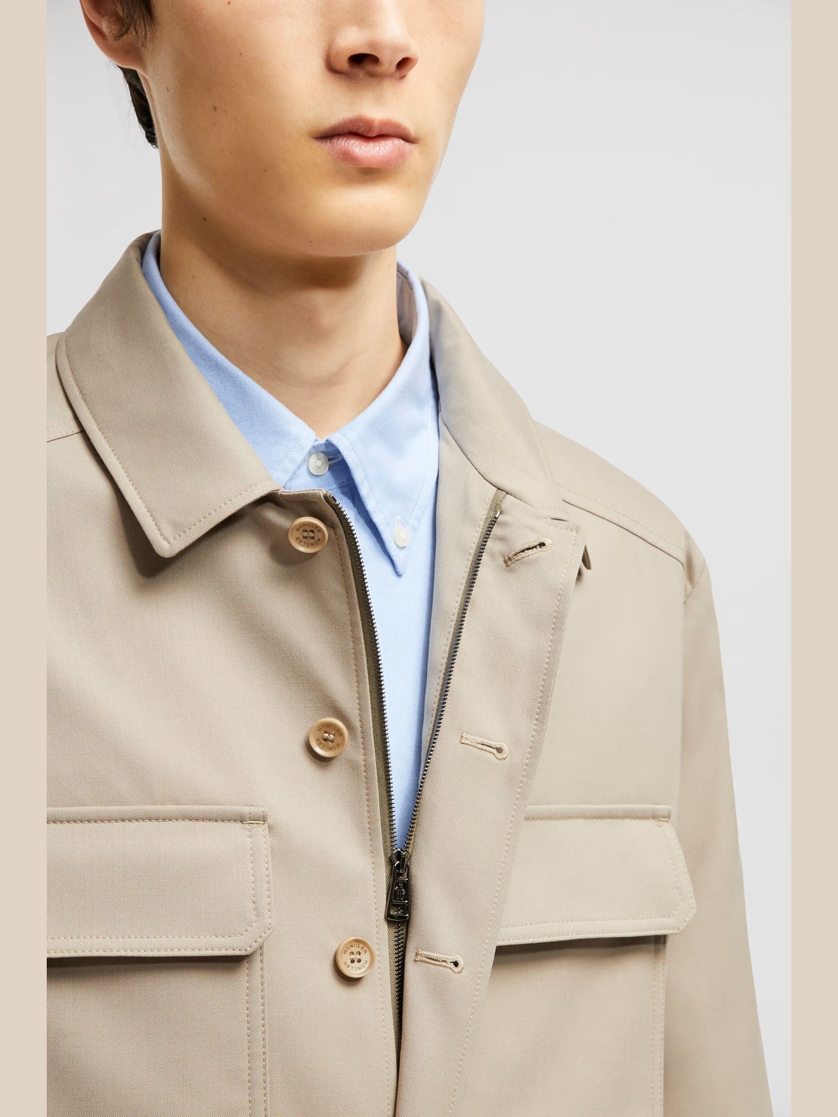 Wool gabardine long sleeve shirt