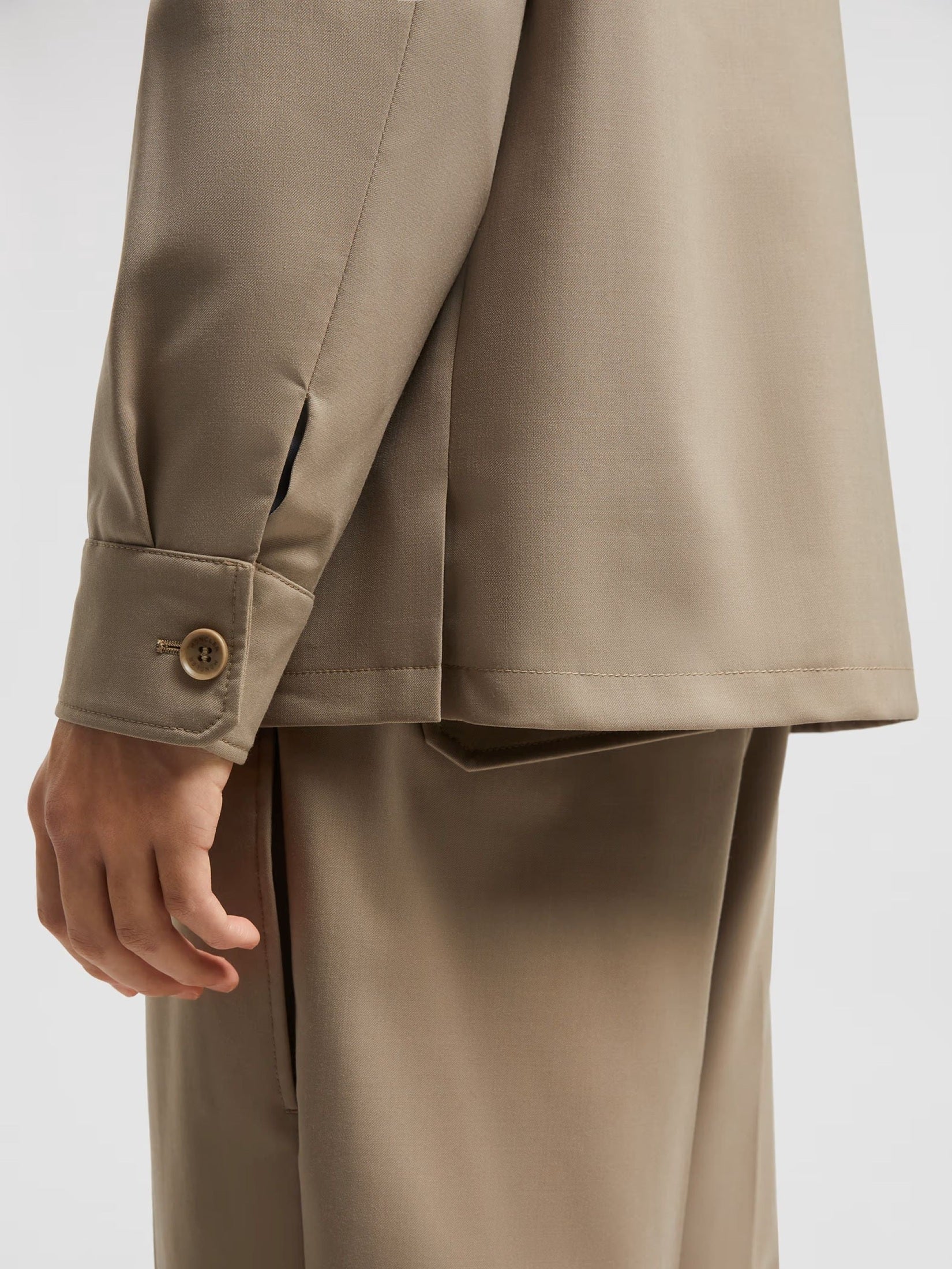 Wool gabardine long sleeve shirt