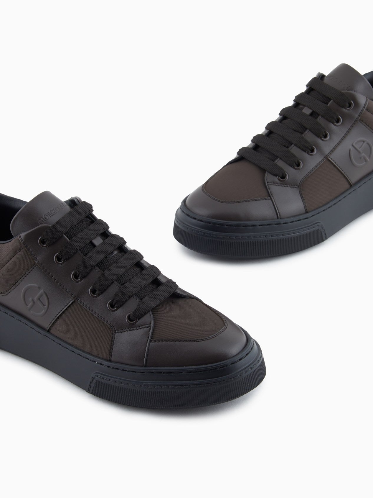 Leather and fabric sneakers