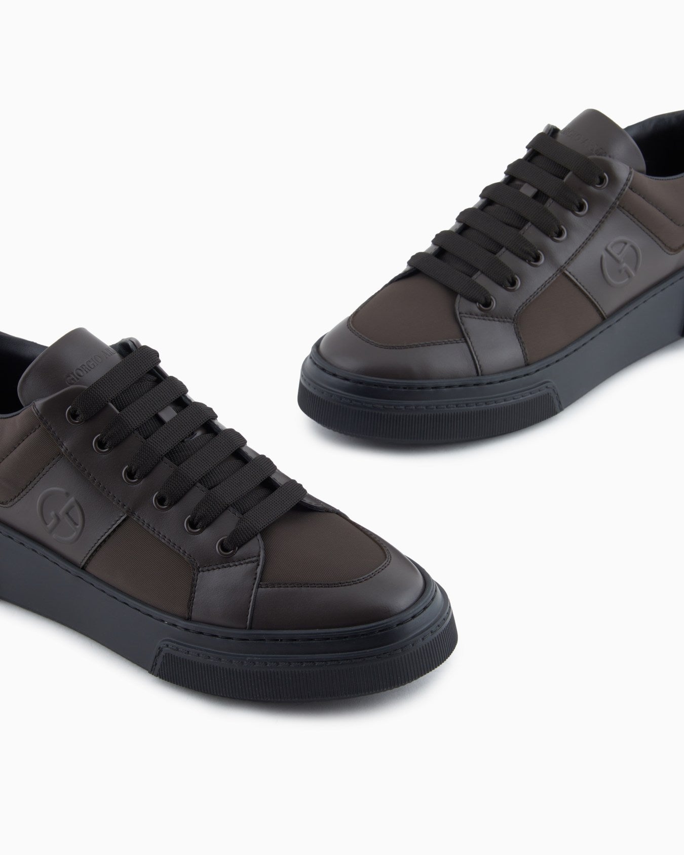 Leather and fabric sneakers
