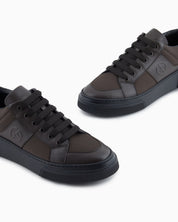 Leather and fabric sneakers