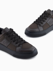 Leather and fabric sneakers