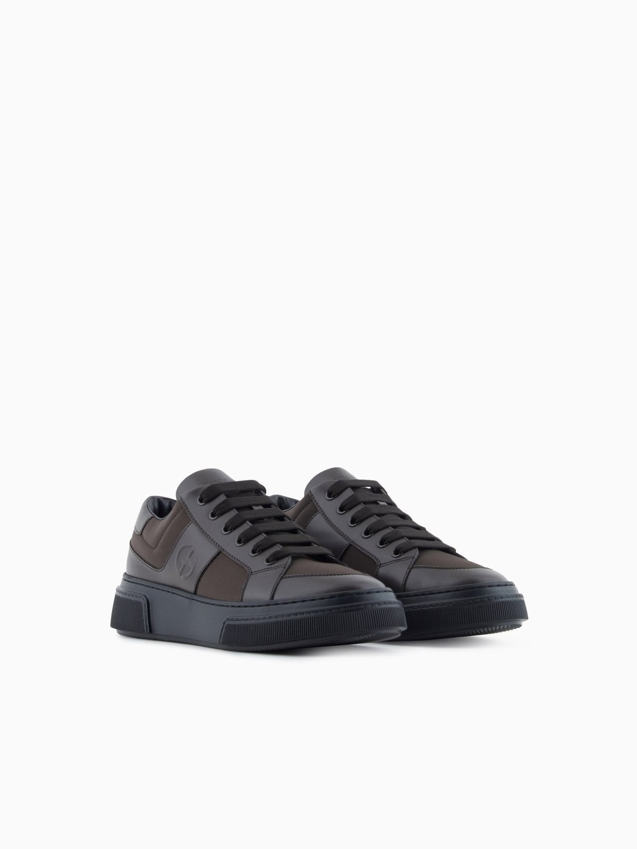 Leather and fabric sneakers