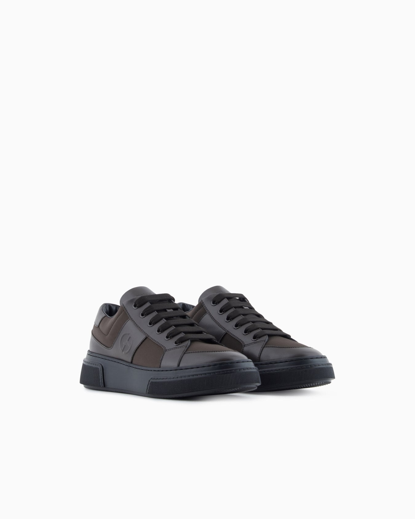Leather and fabric sneakers