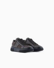 Leather and fabric sneakers