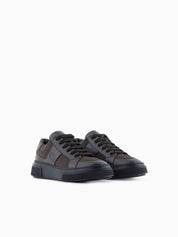 Leather and fabric sneakers