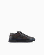 Leather and fabric sneakers