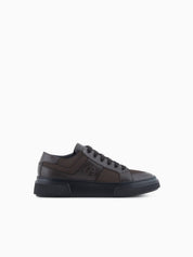 Leather and fabric sneakers