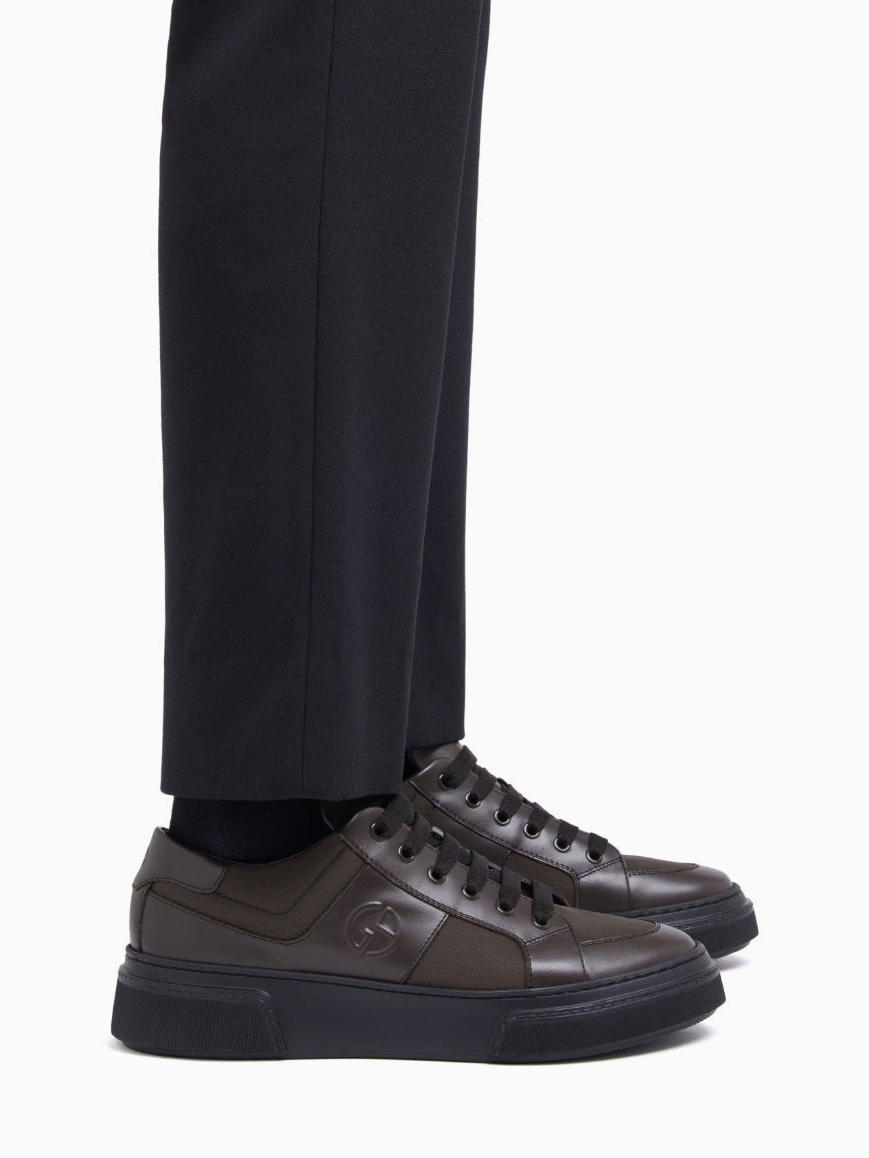 Leather and fabric sneakers