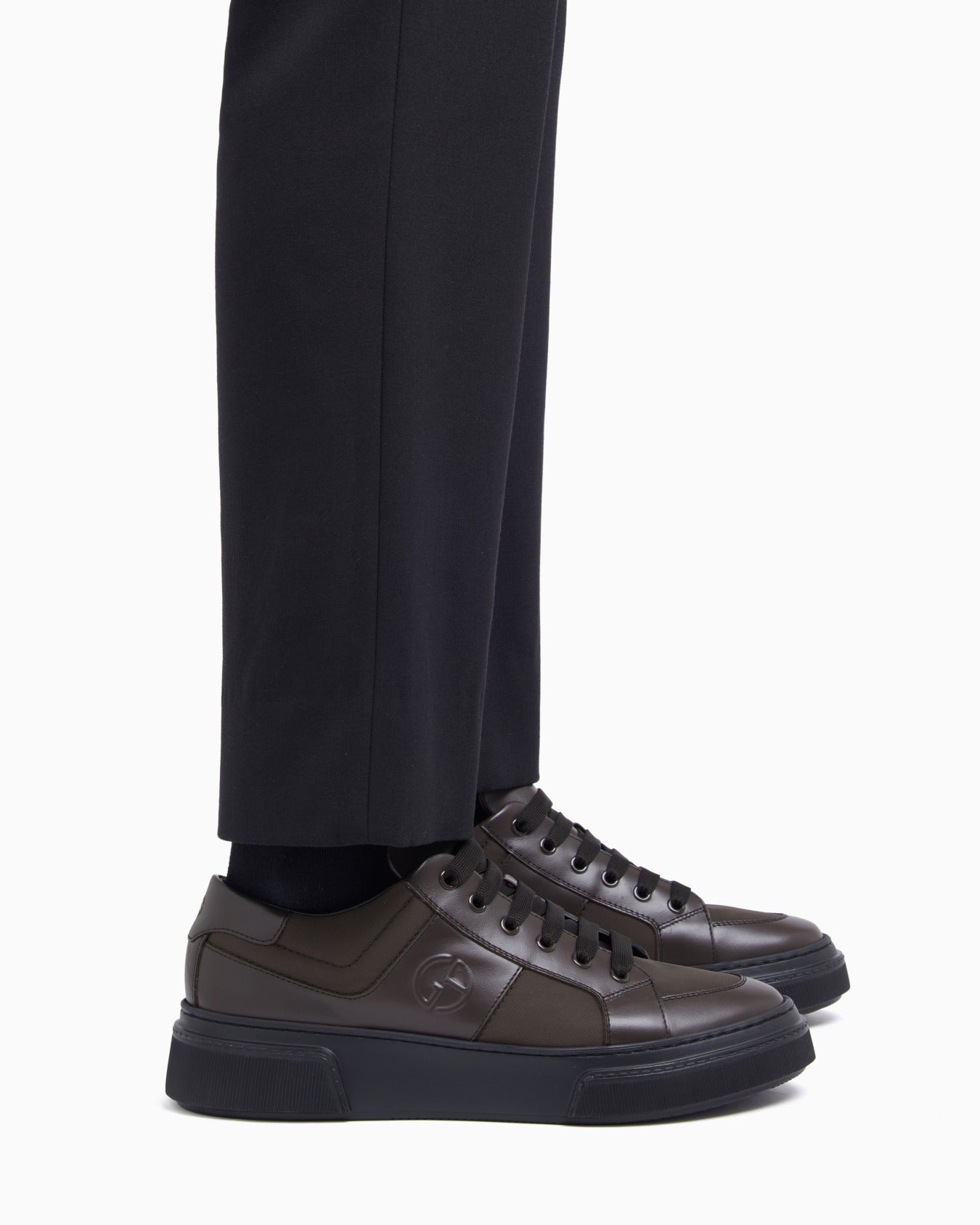 Leather and fabric sneakers