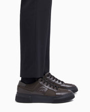 Leather and fabric sneakers