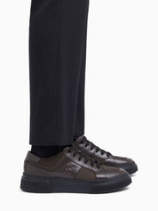 Leather and fabric sneakers