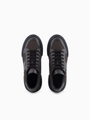 Leather and fabric sneakers