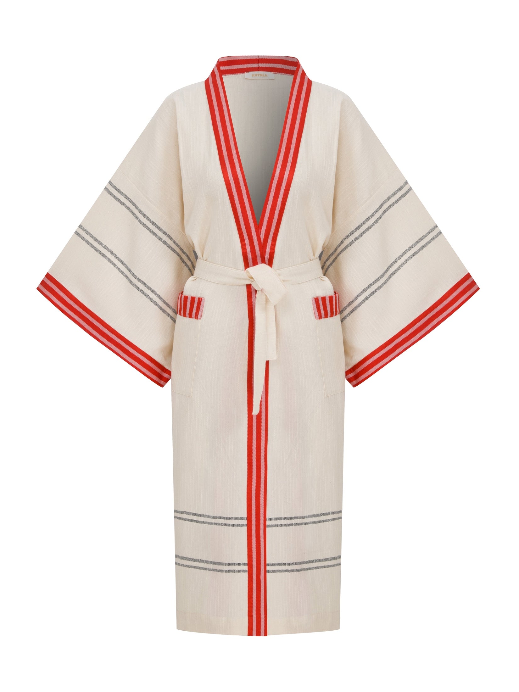 Pesthamal cotton kimono with kutnu trim