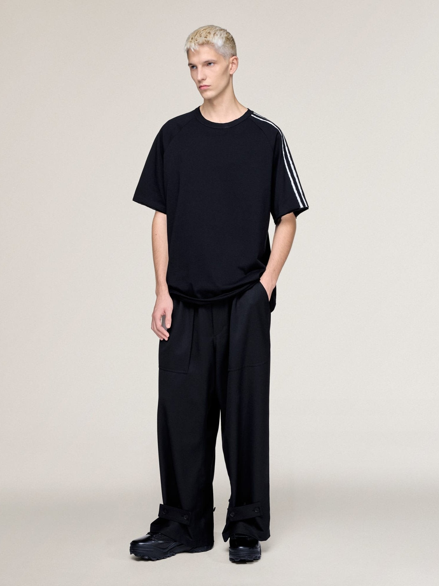Y-3 Raw Edge 3-Stripes Short Sleeve Tee