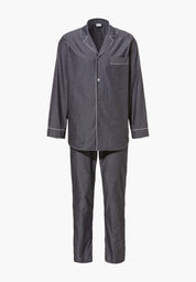Woven Nightwear Pyjama Long - dark grey mélange