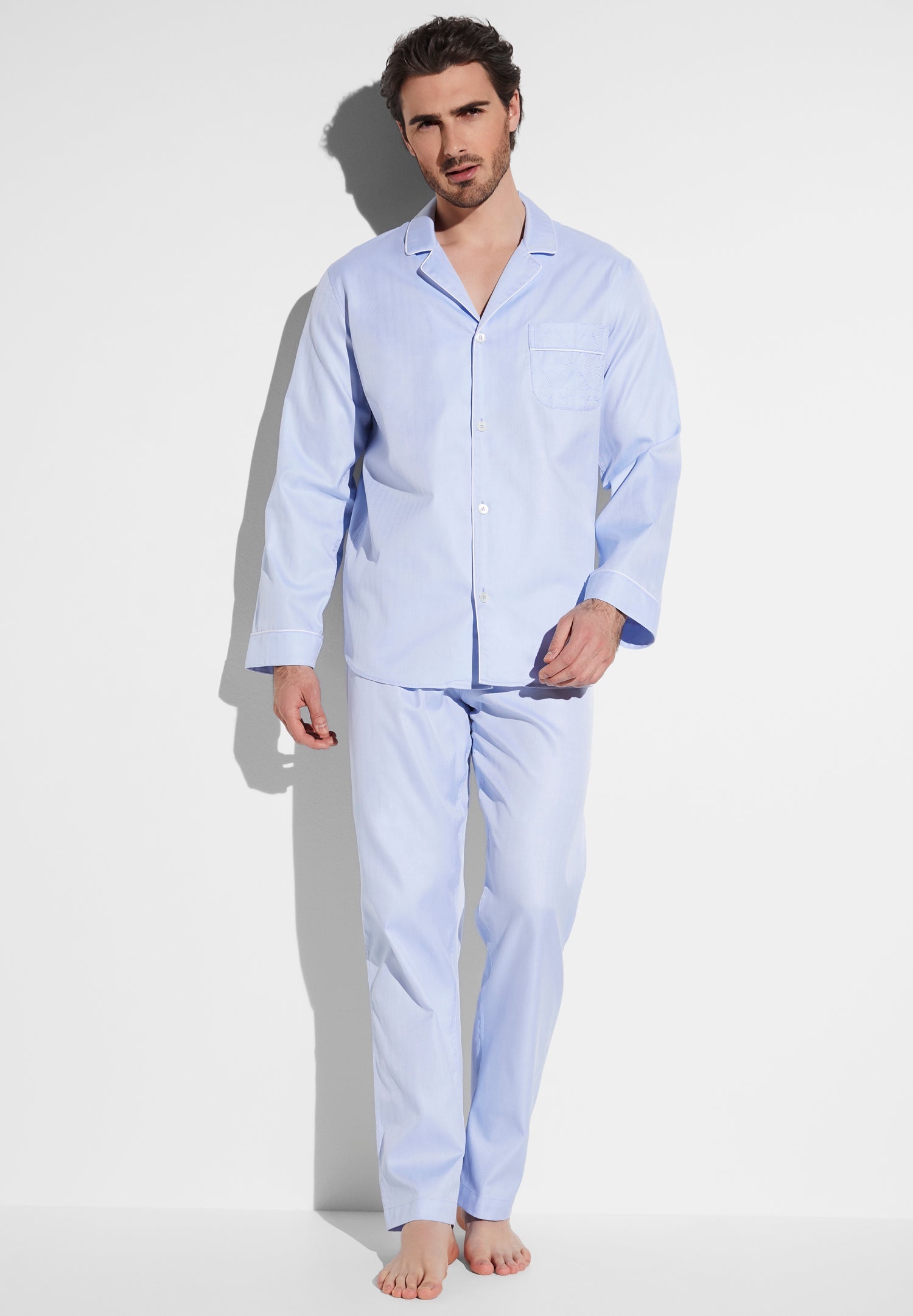Sea Island Woven Pyjama Long - blue