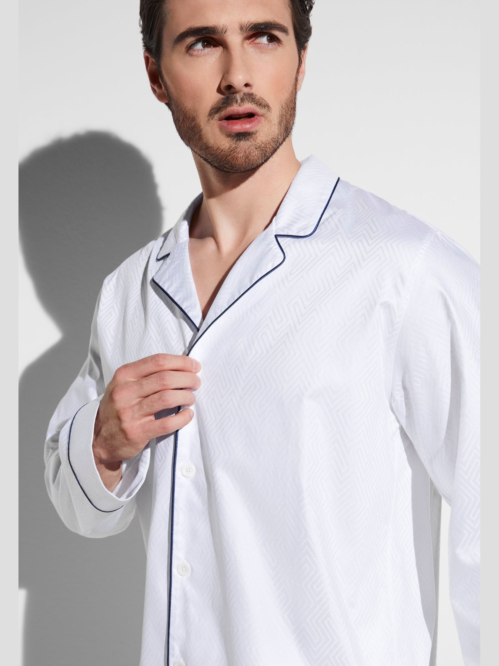 Luxury jacquard pyjama long - white
