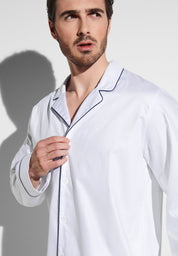 Luxury Jacquard Pyjama Long - white