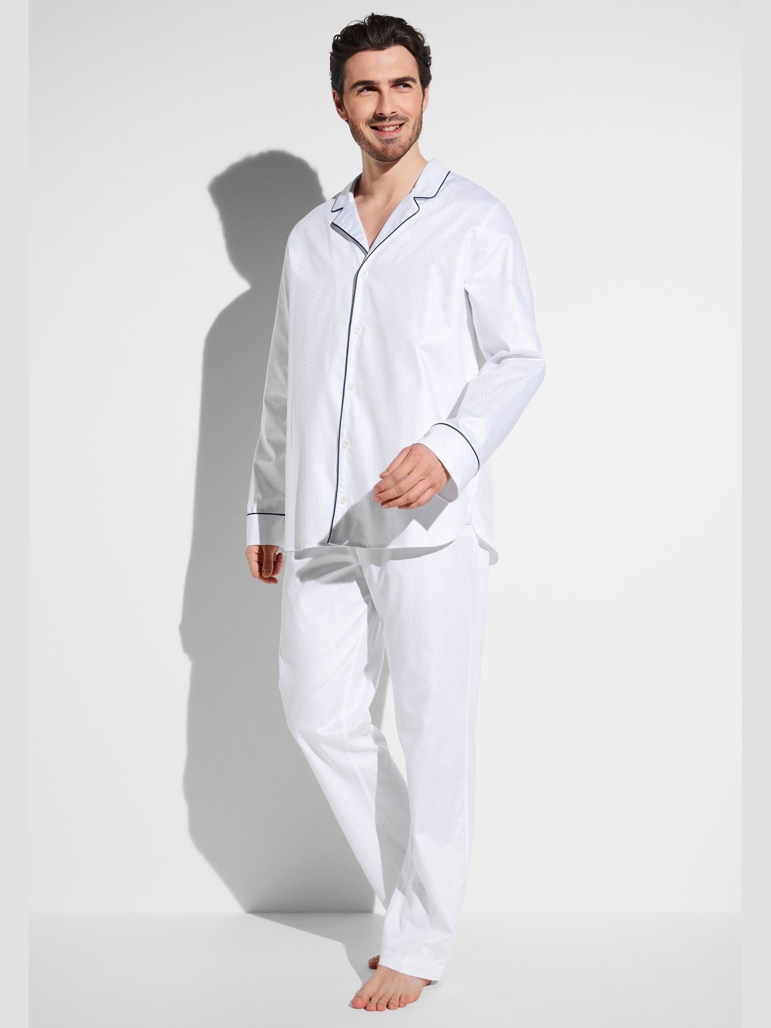 Luxury jacquard pyjama long - white
