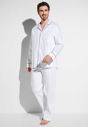 Luxury Jacquard Pyjama Long - white