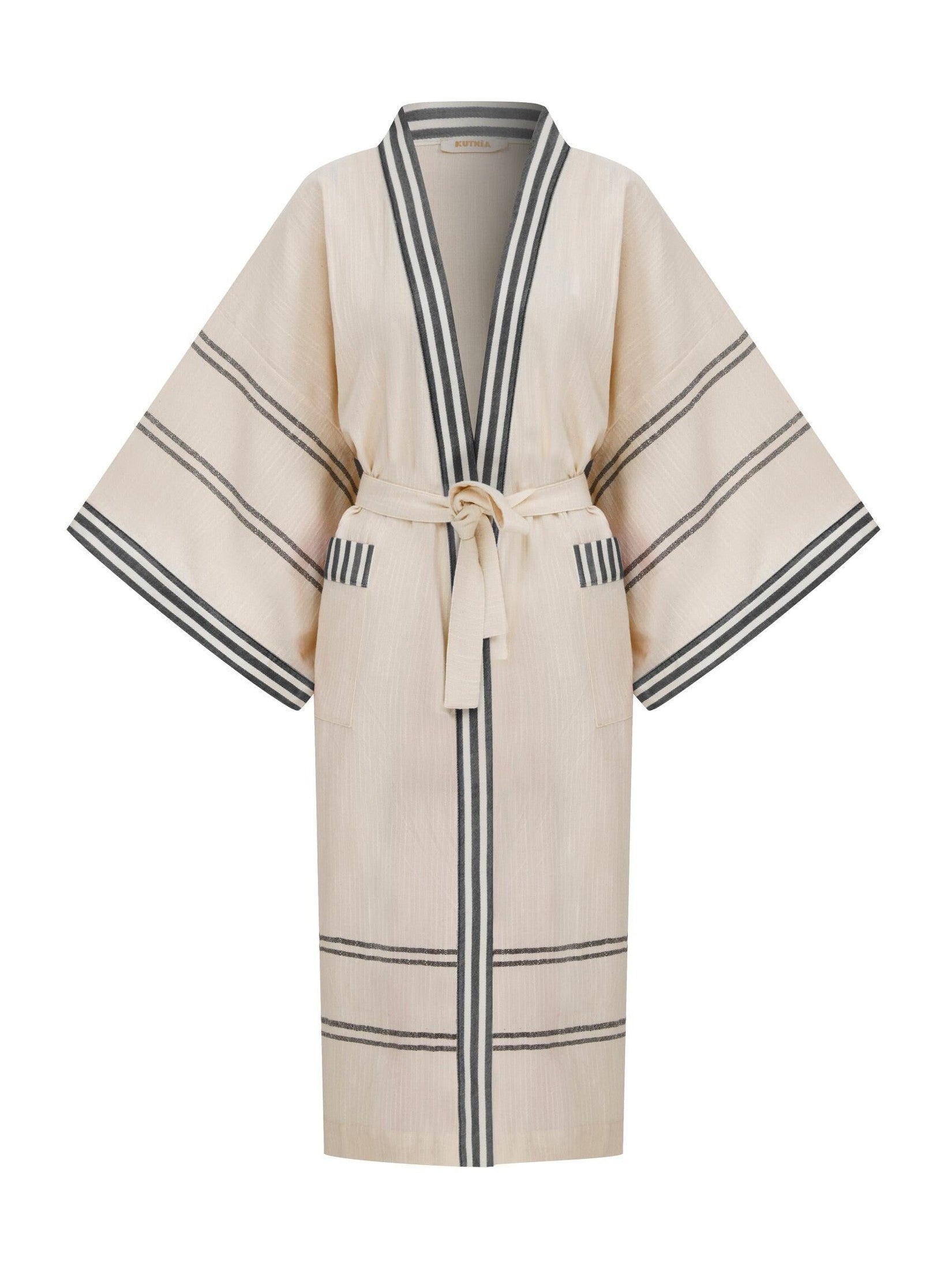 Pesthamal cotton kimono with kutnu trim
