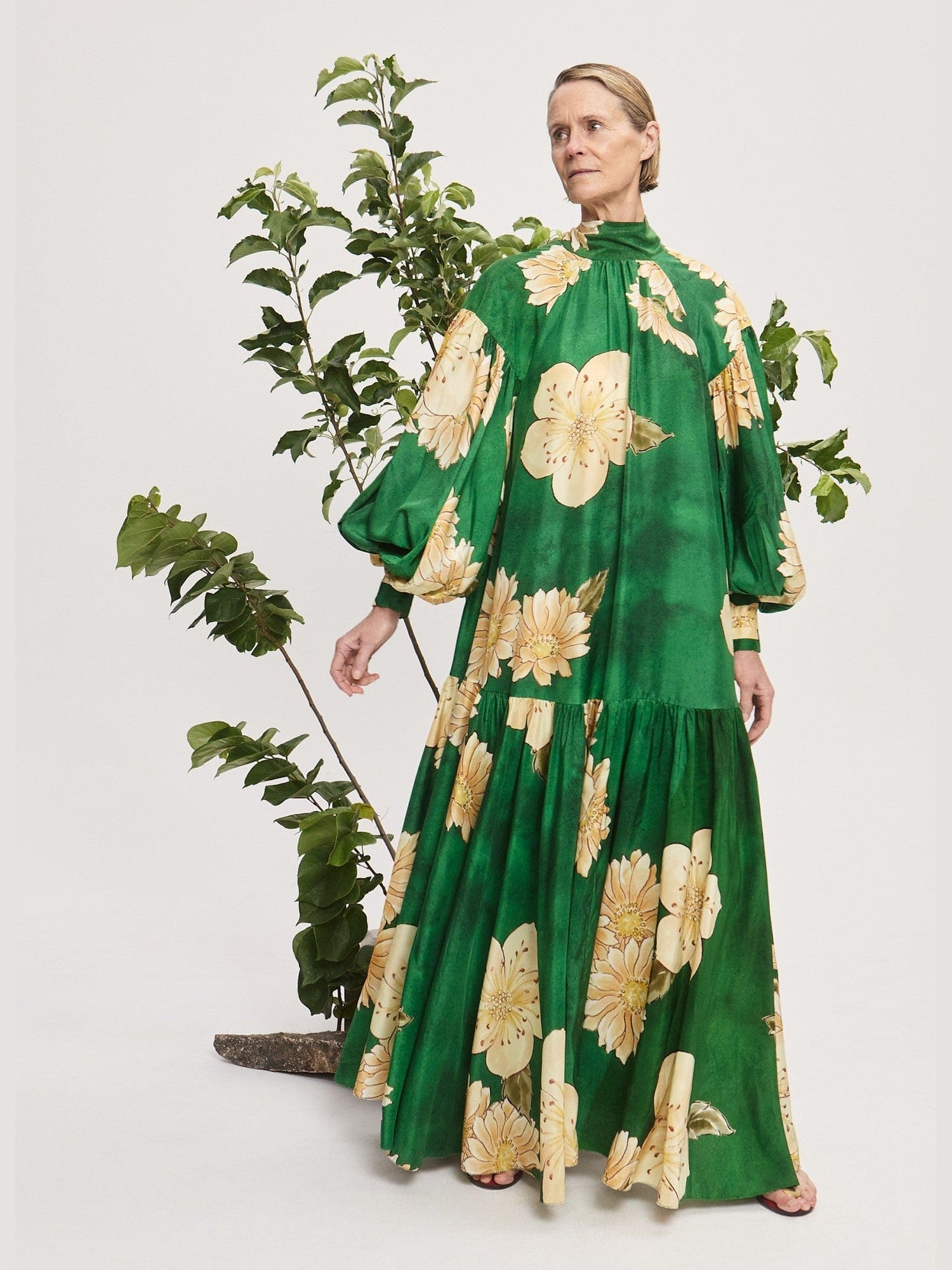 Sage silk gown