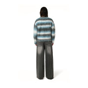 Stripe Brushed Sweater – Blue