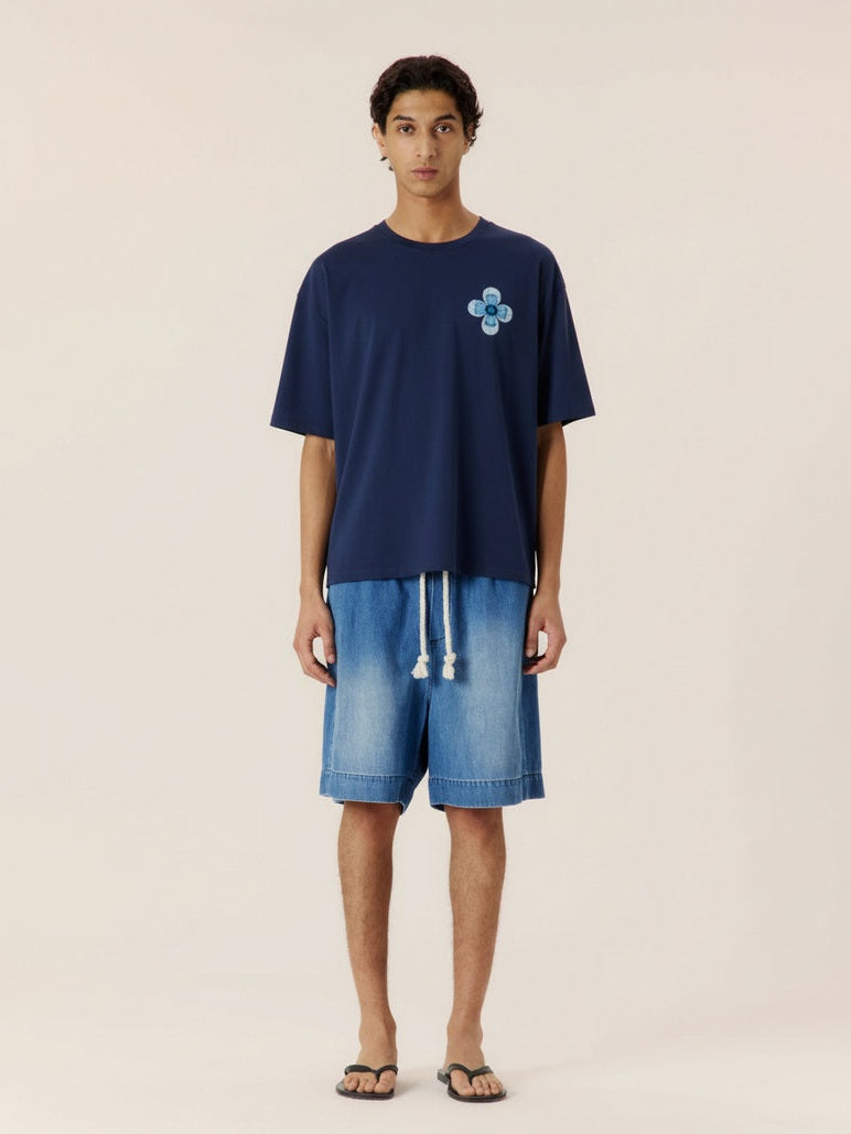 Navy embroidered classic tee