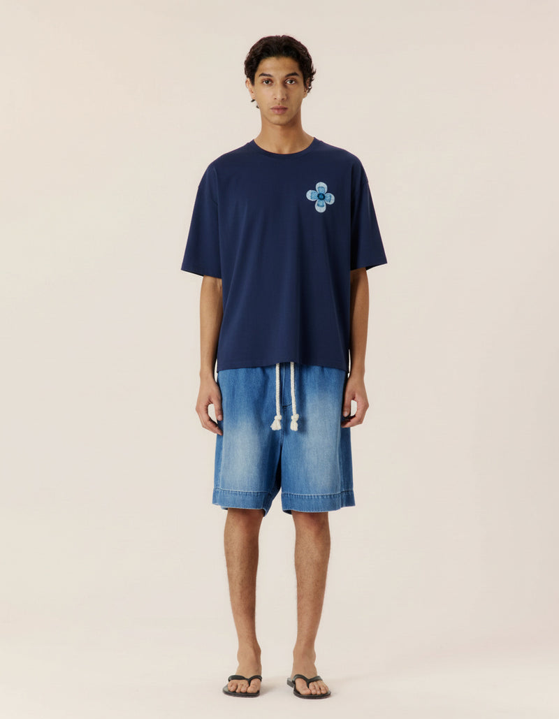 Navy embroidered classic tee