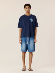Navy embroidered classic tee