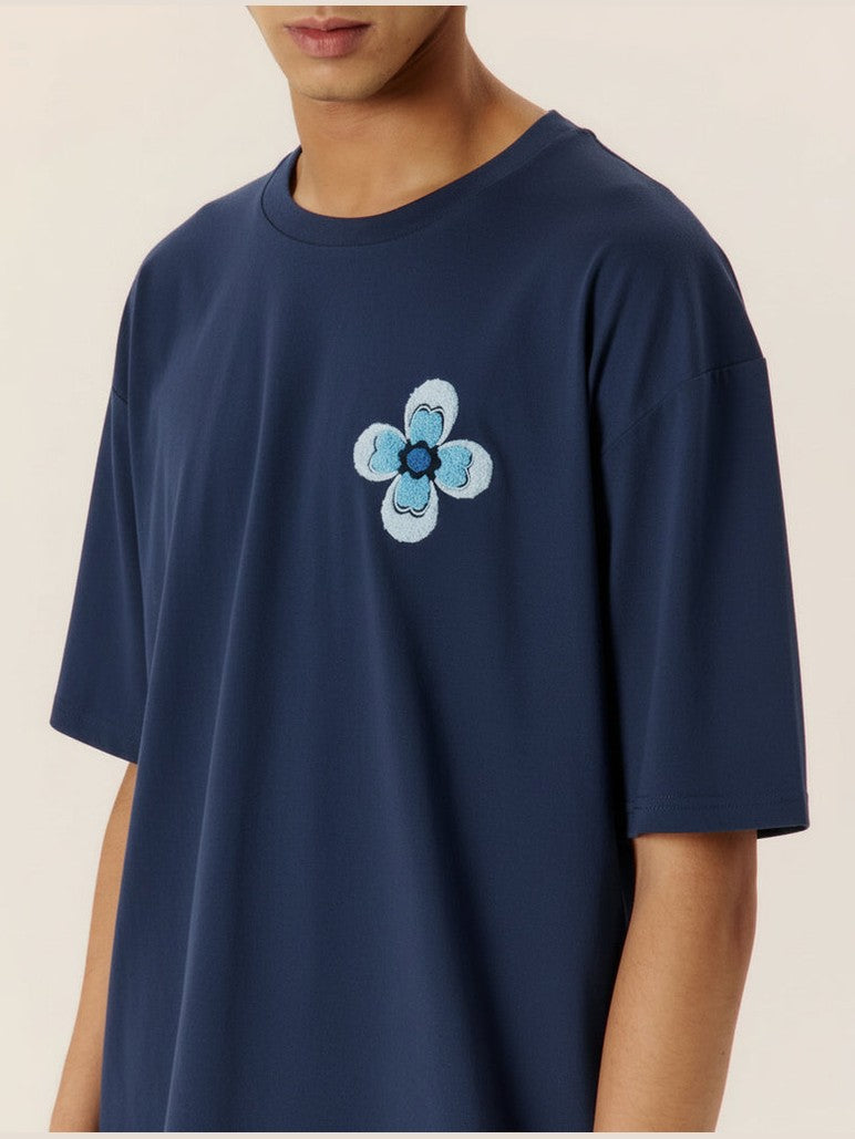 Navy embroidered classic tee