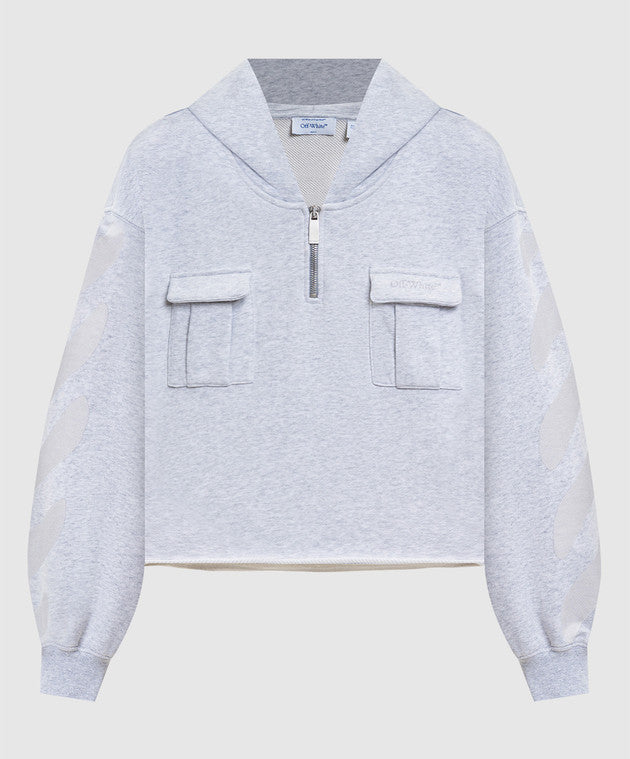 Diag soft life pkt crop hood gray melang