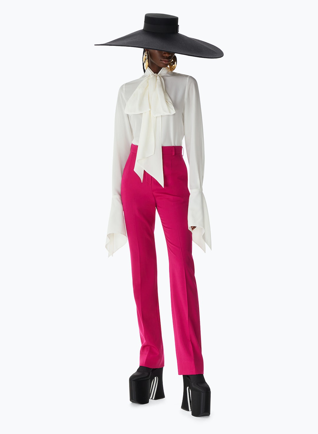 TIE-NECK CREPE DE CHINE SHIRT
